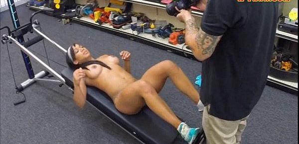  Gym trainer selling her stuff and fucked at the pawnshop